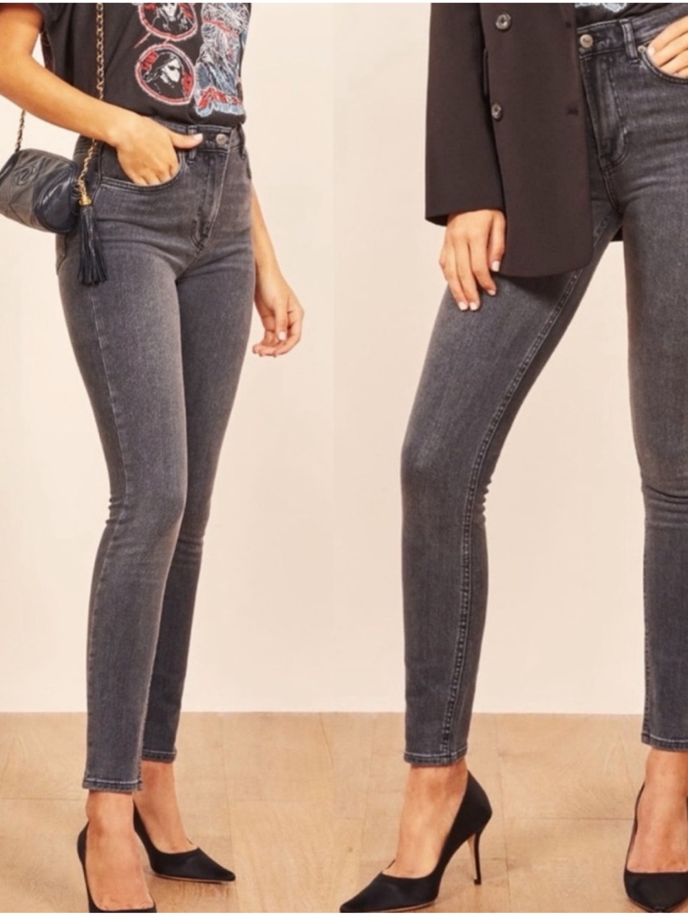EUC Reformation Harper Skinny Jeans in Gibson Wash